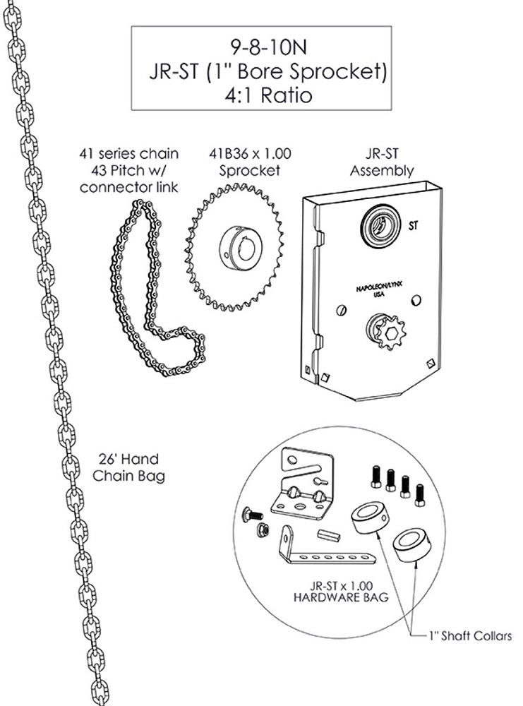 Garage Door Chain Hoist - Shaft Mount