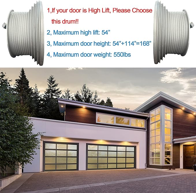 Garage Door Cable Drum for High Lift Doors, 400-54 (Pair)