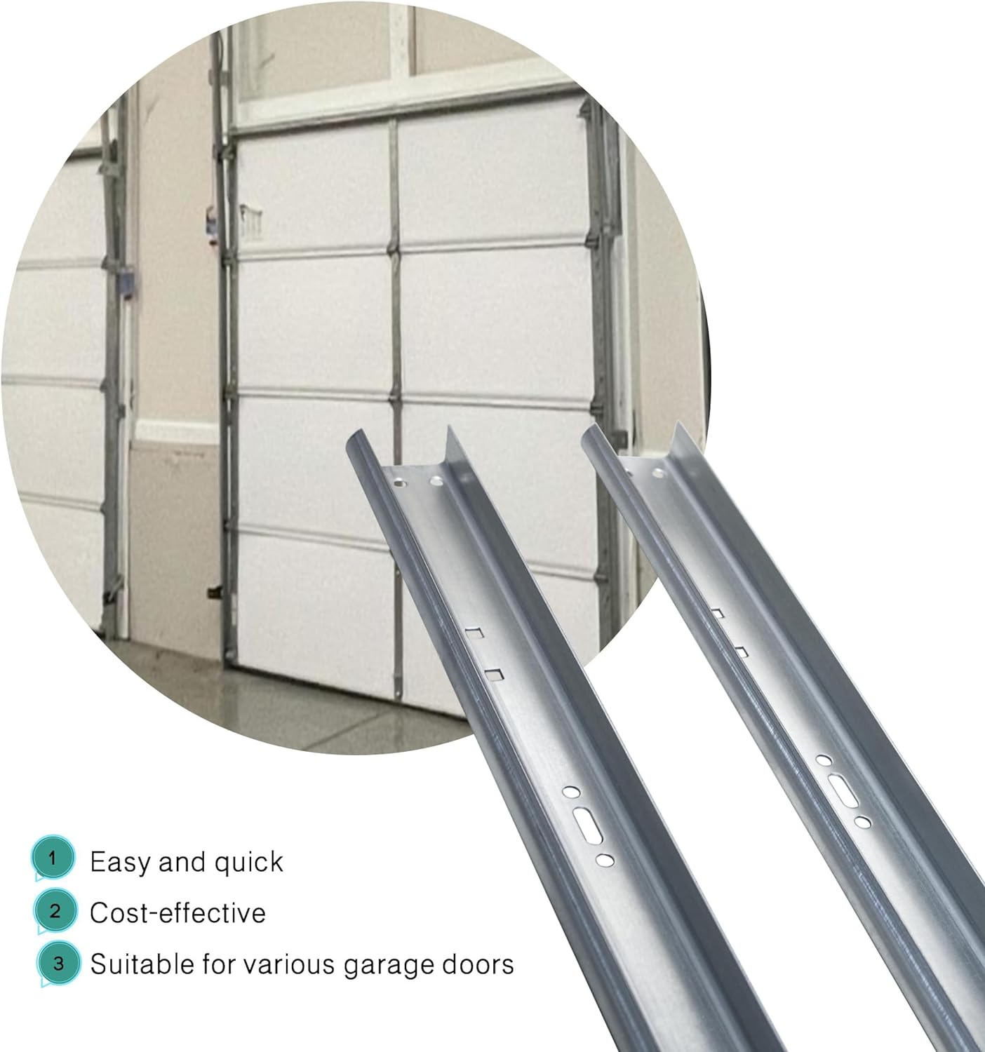 Garage Door Vertical Track for 2” Inch Rollers and 8' Foot