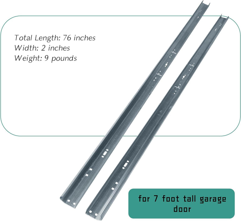Garage Door Vertical Track for 2” Inch Rollers and 7' Foot
