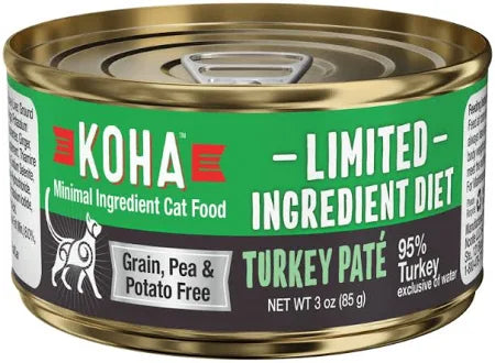 KOHA Limited Ingredient Grain-Free Turkey Pate Canned Cat Food-3oz