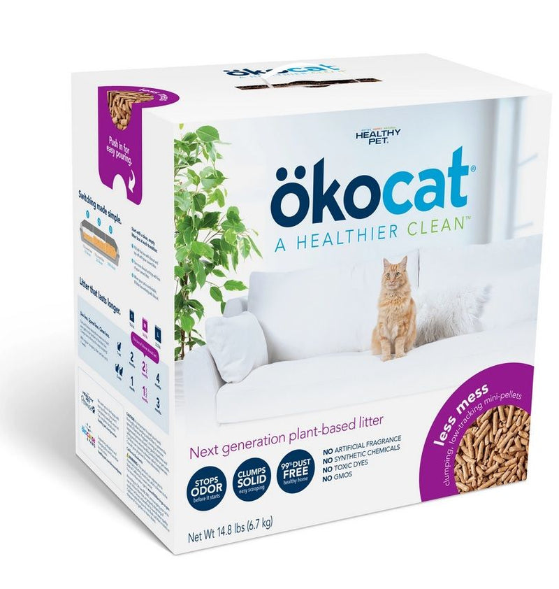 Okocat Natural Wood Less Mess Mini-Pellets Clumping Cat Litter