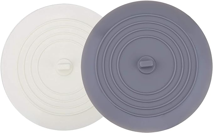 Tub Stopper 2 Pack, White/Grey