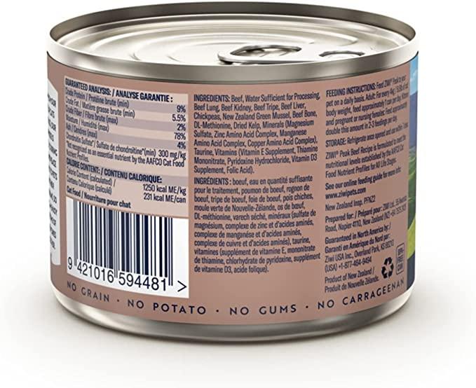 ZIWI Peak Beef Recipe Canned Cat Food-6.5oz