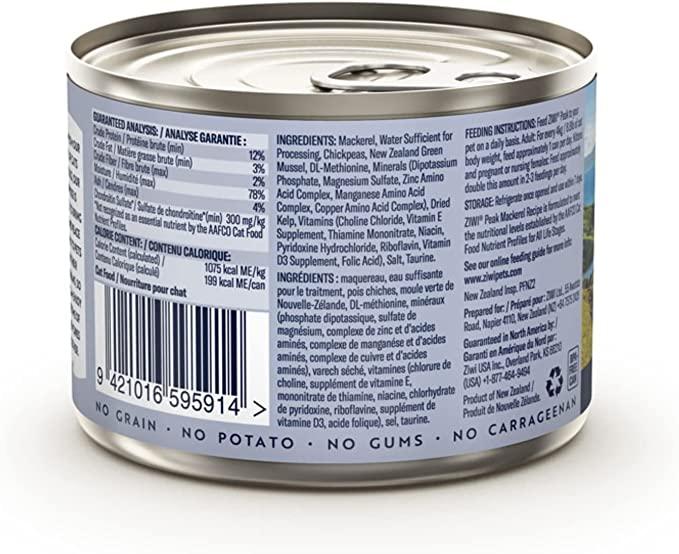 ZIWI Peak Mackerel Recipe Canned Cat Food-6.5oz