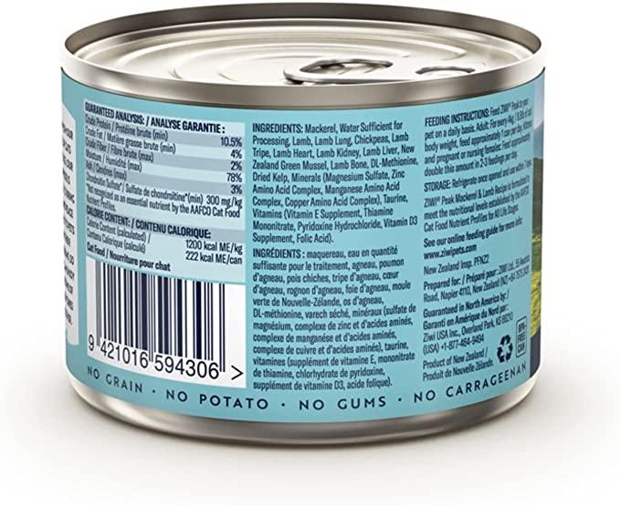 ZIWI Peak Mackerel & Lamb Recipe Canned Cat Food