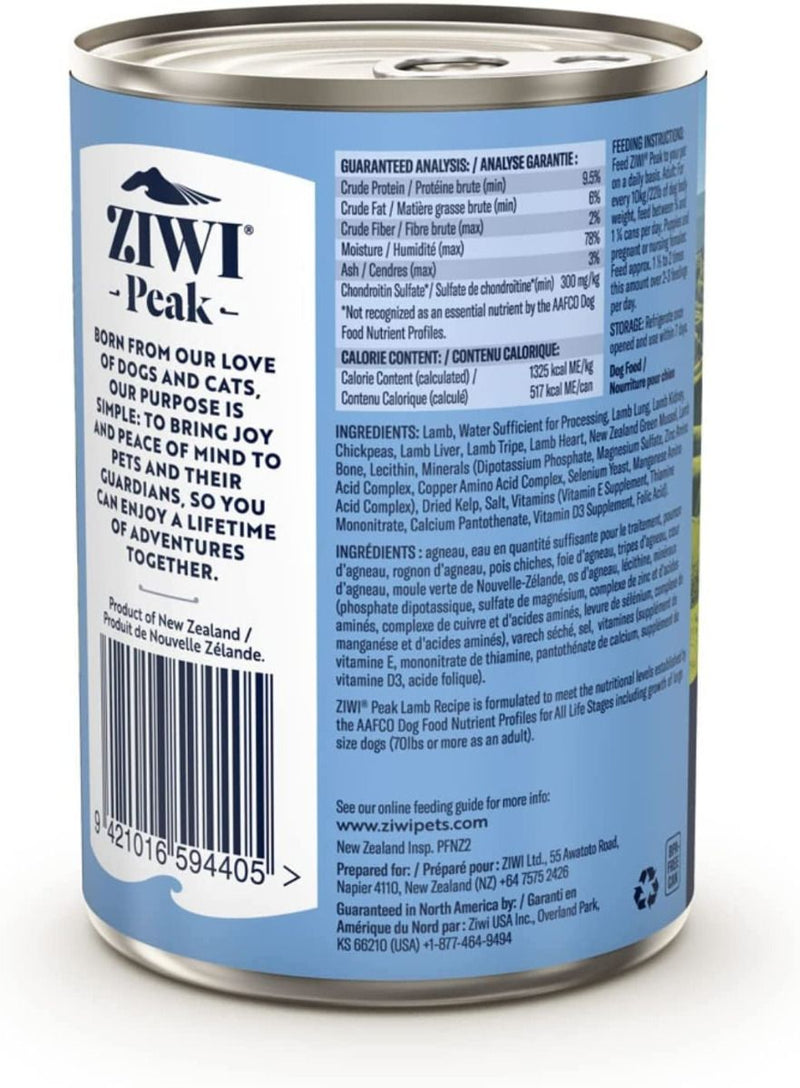 ZIWI Peak Lamb Recipe Canned Dog Food - 13.75-oz/390-g